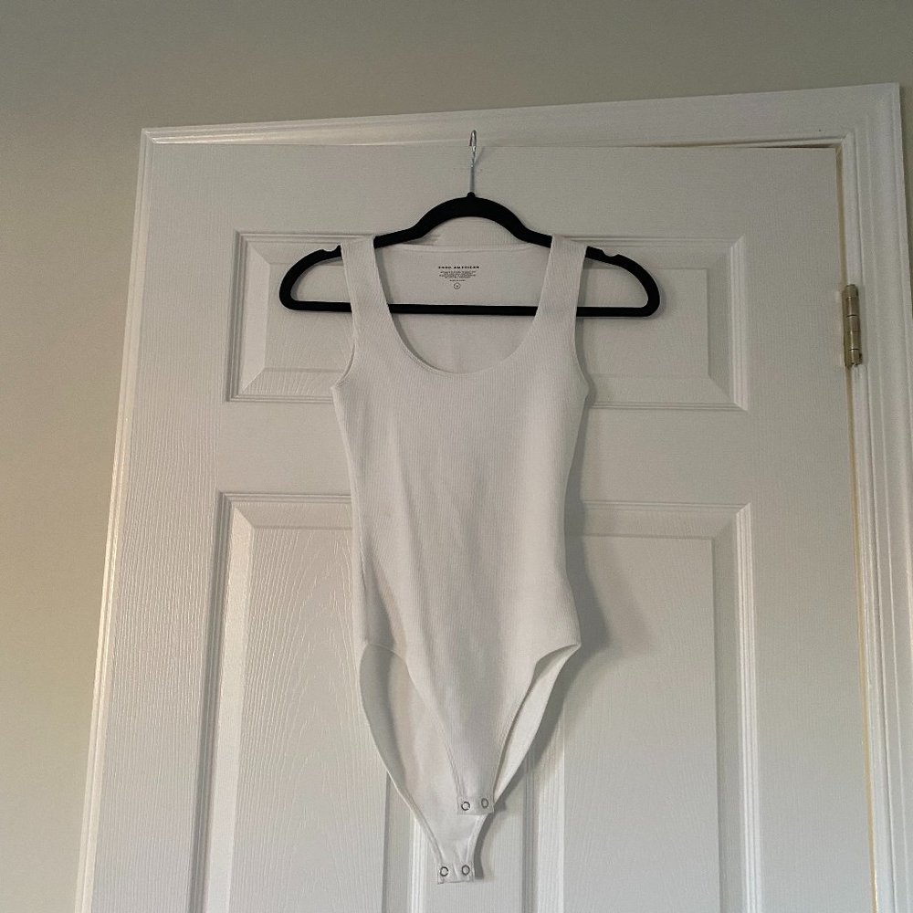 Like New Good American Body Suit, White Scoop Neck, Size 0